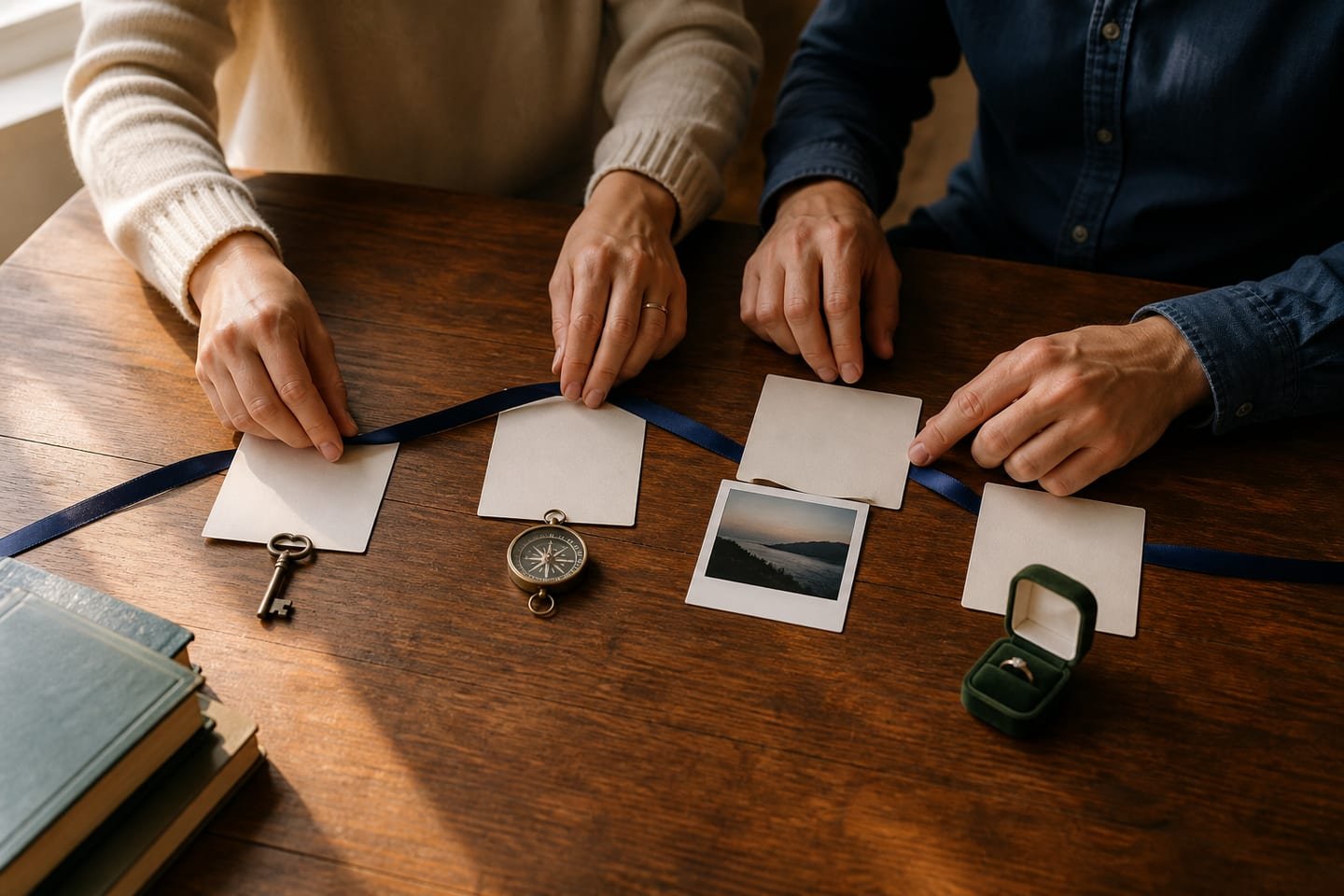 A couple labels separate blank cards for several meaningful beginnings along one shared timeline.