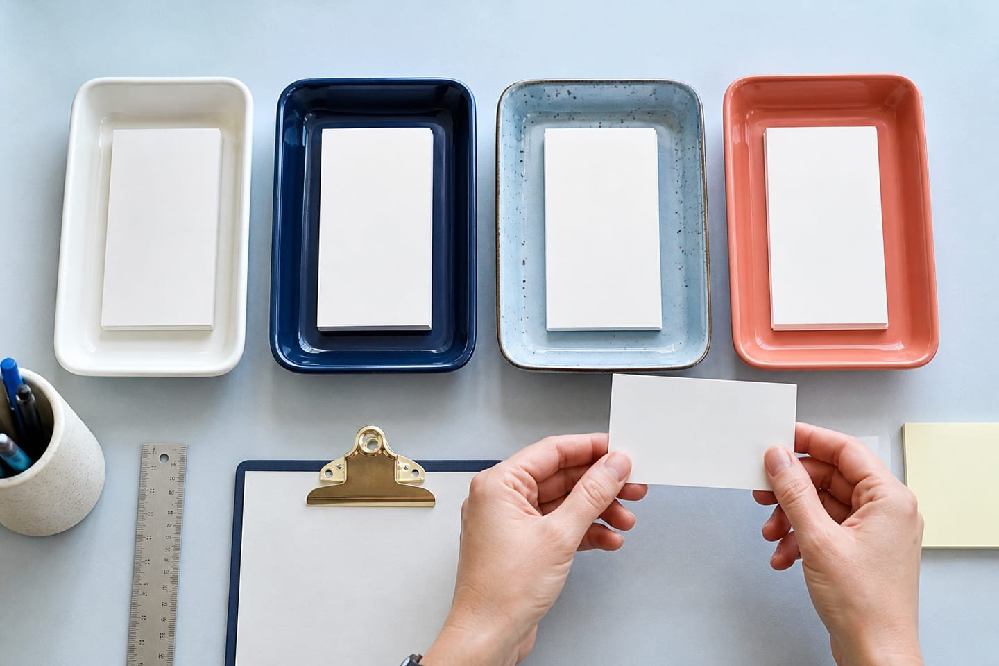 A reader sorts blank result cards into exact, rule-based, estimated, and entertainment trays before using them.