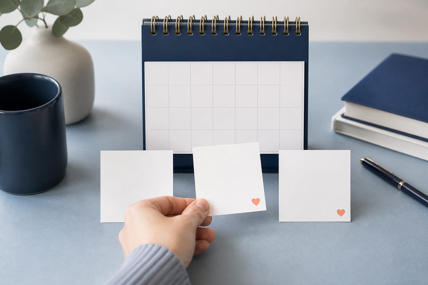 Two blank date cards on either side of a February calendar show the choice between adjacent observance dates.
